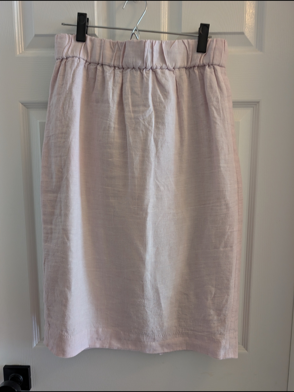 J. Crew Pastel Pink Elastic-Waist 100 % Linen Pencil Skirt